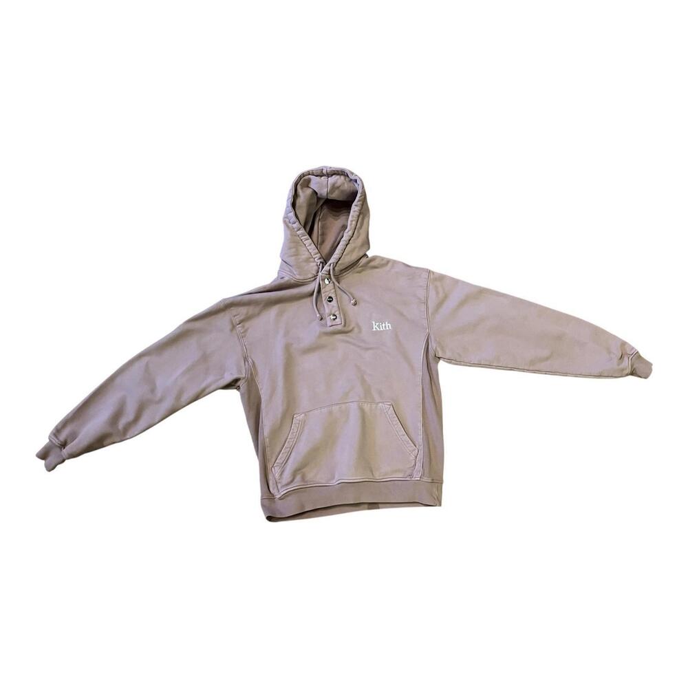 Kith Men’s XS Mock Neck Hoodie Sweatshirt Taupe Beige